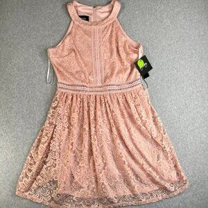 NWT By & By  Junior Lace Dress Size 13 Sleeveless Soft Pink Lined